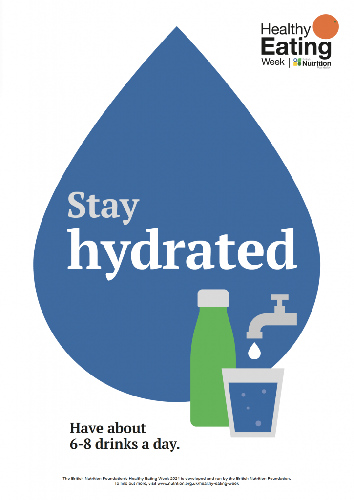 Stay hydrated
Have about
6-8 drinks a day.